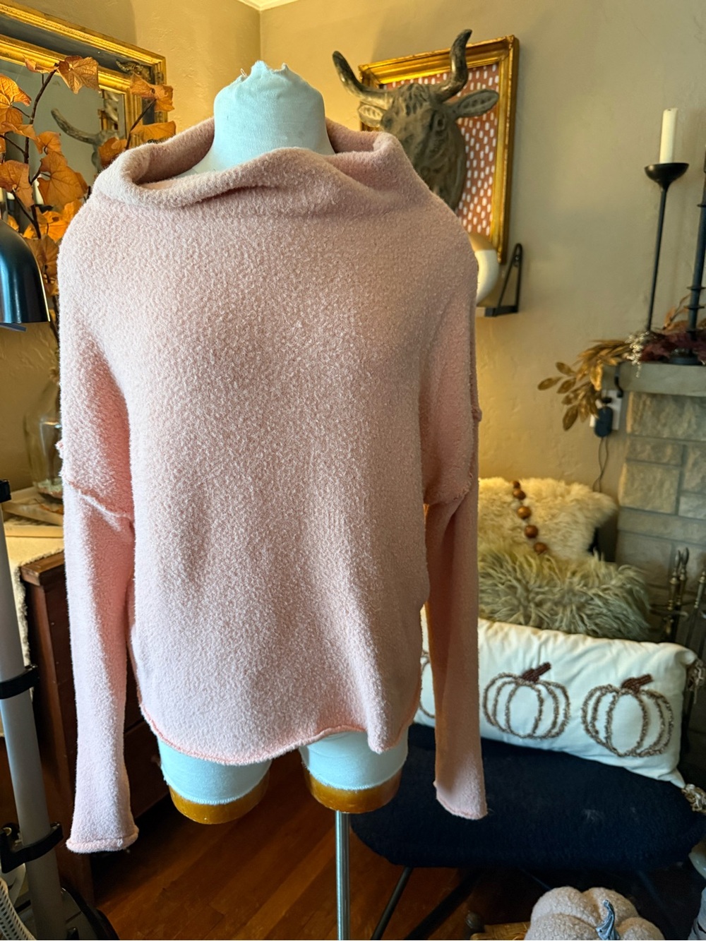 Free People San Vicente Pullover Sweater - Medium Pink